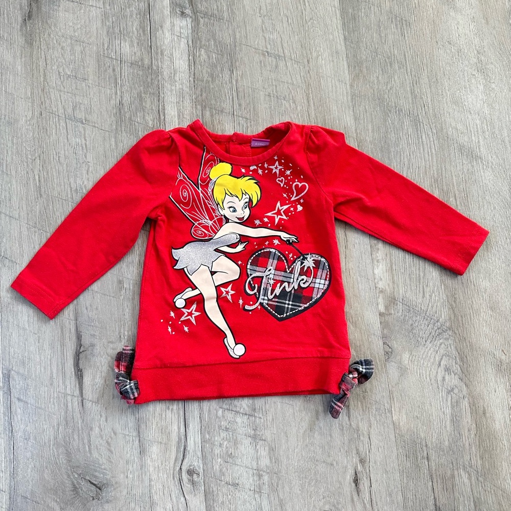 Disney Tinker Bell  Red Long Sleeve Tee